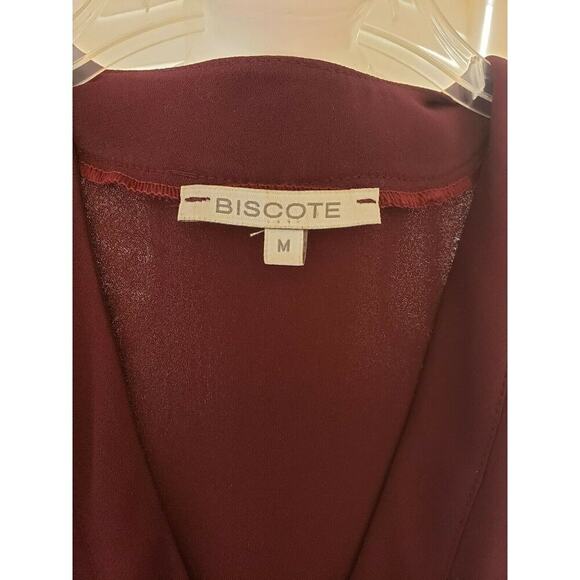 BISCOTE BURGANDY TIE FRONT JUMPER SIZE MED - Picture 5 of 7